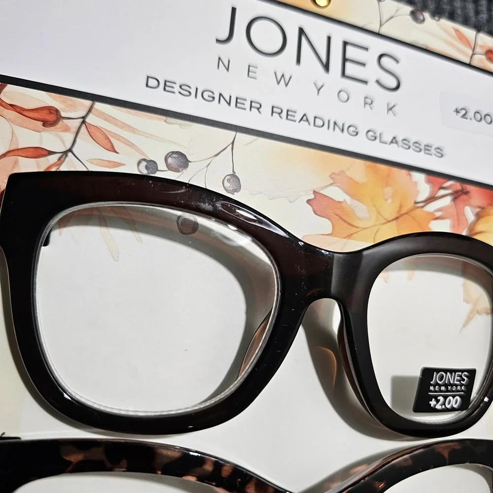 Jones New York Reading Glasses Women +2.00 Multi Designer 3-Pack Square J3C72